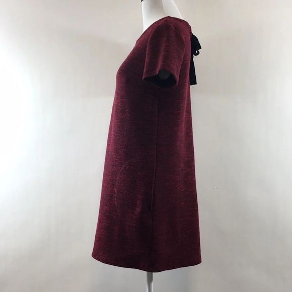 LOFT Red Knit Mini Sweater Dress Womens 4 Short Sleeve Tie Back Shift - Picture 5 of 11